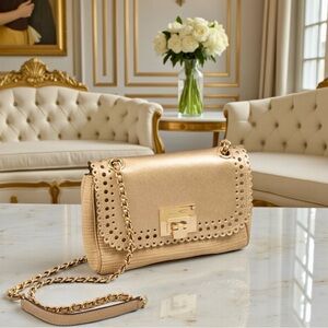 *SOLD* Michael Kors Violet Vivian Metallic Gold / Natural Two Way Bag (NWOT)